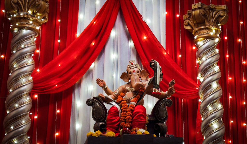 Ganpati decoration with lights Ganpati decoration with lights